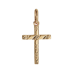 Pendentif croix en plaqué or diamantée - 20X14mm - Vue 1