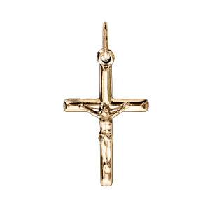 Pendentif croix en plaqué or ouvragée avec Jésus Christ - 29mm X 17mm Pendentif croix en plaqué or ouvragée avec Jésus Christ - 29mm X 17mm