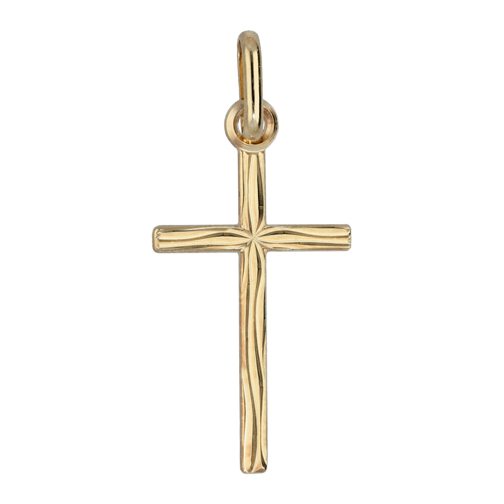 Pendentif croix en plaqu� or petite gravure \