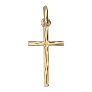 Pendentif croix en plaqu or petite gravure \