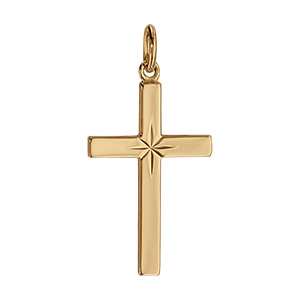 Pendentif croix en vermeil grand modèle diamanté etoile 27mm - Vue 1