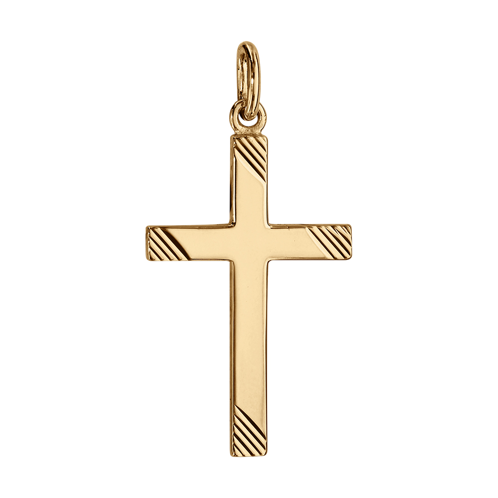 Pendentif croix en vermeil grand mod�le stri� 27mm - Vue 1