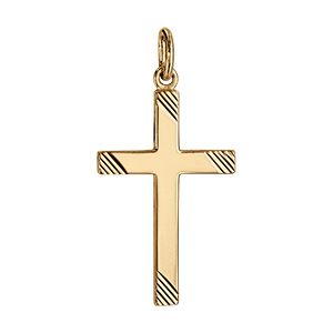 Pendentif croix en vermeil grand modèle strié 27mm - Vue 1