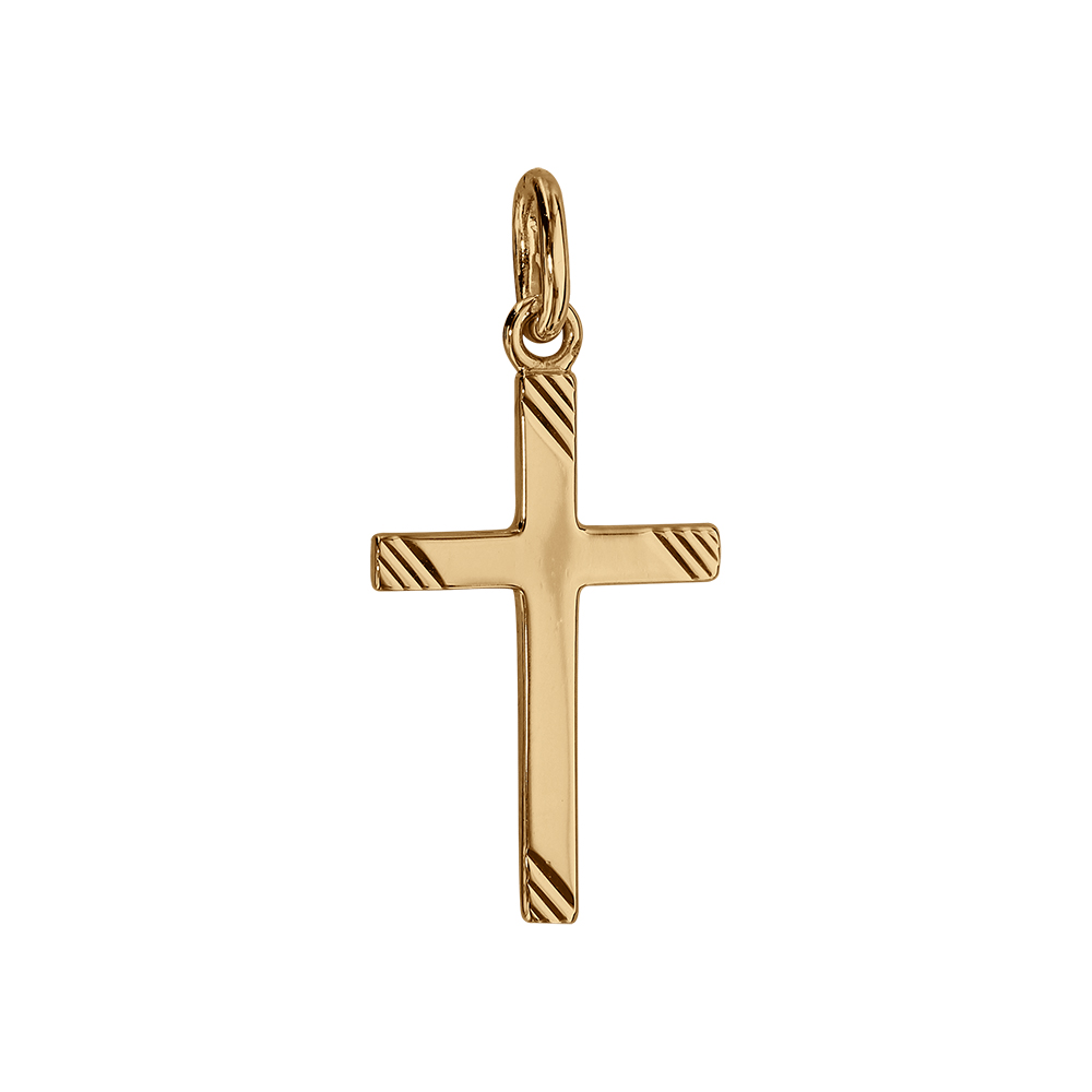 Pendentif croix en vermeil stri� 22mm - Vue 1