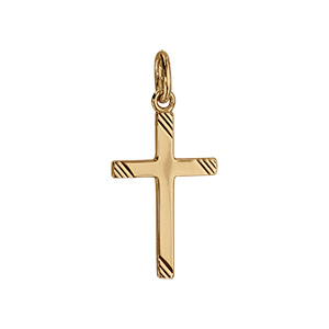 Pendentif croix en vermeil strié 22mm - Vue 1
