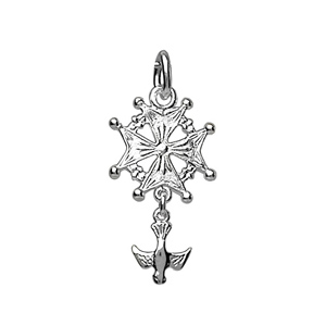 Pendentif croix Huguenote en argent petit modle - Vue 1