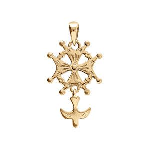 Pendentif croix Huguenote en vermeil petit modle - Vue 1