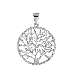 Pendentif en acier arbre de vie granité découpé - Vue 1