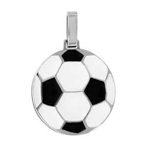 Pendentif en acier ballon de foot noir et blanc - Vue 1