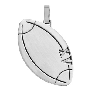 Pendentif en acier ballon de rugby grav XV - Vue 1