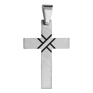Pendentif en acier croix noire - Vue 1