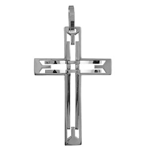 Pendentif en acier croix stylisée ajourée - Vue 1