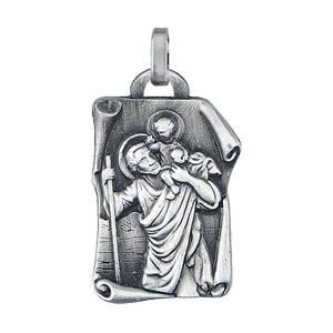 Pendentif en acier parchemin motif Saint Christophe - Vue 1