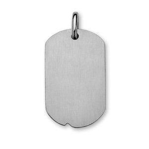 Pendentif en acier plaque G.I. arrondie avec encoche petit modle 38mm X 23mm - Vue 1