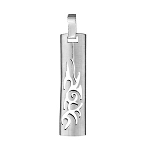 Pendentif en acier rectangulaire avec motif tribal ajouré - Vue 1