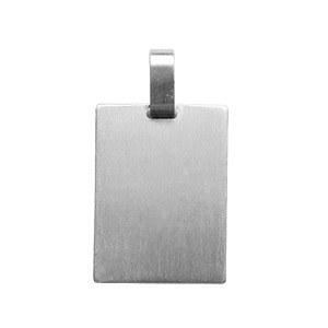 Pendentif en acier satin plaque G.I. rectangulaire - dimensions 19mm X 26mm - Vue 1