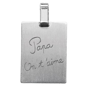 Pendentif en acier satin plaque G.I. rectangulaire grave \