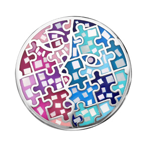 Pendentif en acier Stella Mia avec nacre rond multi couleur - Vue 1