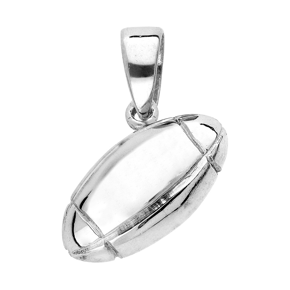 Pendentif en argent ballon de rugby grand mod�le - Vue 1