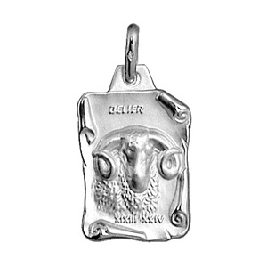Pendentif en argent brillant parchemin zodiaque Bélier - Vue 1