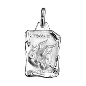 Pendentif en argent brillant parchemin zodiaque Capricorne - Vue 1