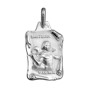 Pendentif en argent brillant parchemin zodiaque Sagittaire - Vue 1