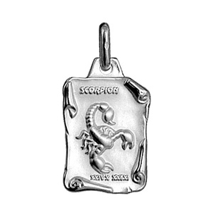 Pendentif en argent brillant parchemin zodiaque Scorpion - Vue 1