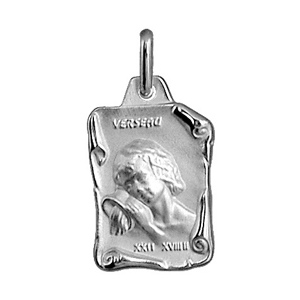 Pendentif en argent brillant parchemin zodiaque Verseau - Vue 1