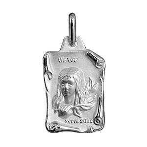 Pendentif en argent brillant parchemin zodiaque Vierge - Vue 1