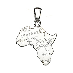 Pendentif en argent carte d\'Afrique petit modle - Vue 1