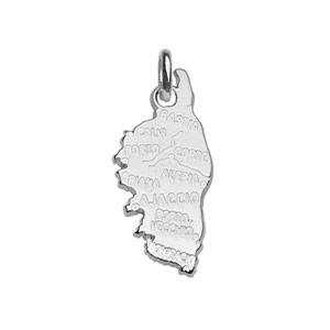 Pendentif en argent carte de Corse petit modèle - Vue 1