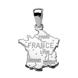 Pendentif en argent carte de France - Vue 1