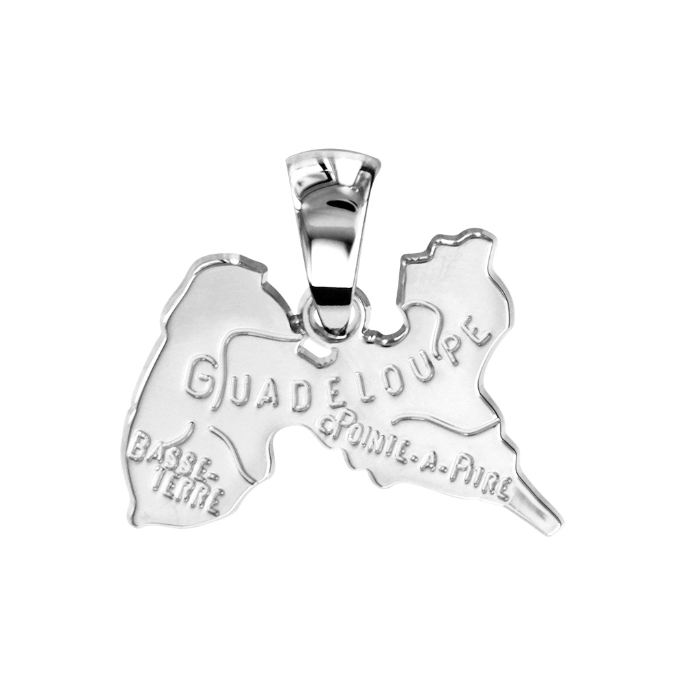 Pendentif en argent carte de Guadeloupe - Vue 1