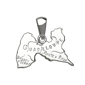 Pendentif en argent carte de Guadeloupe - Vue 1