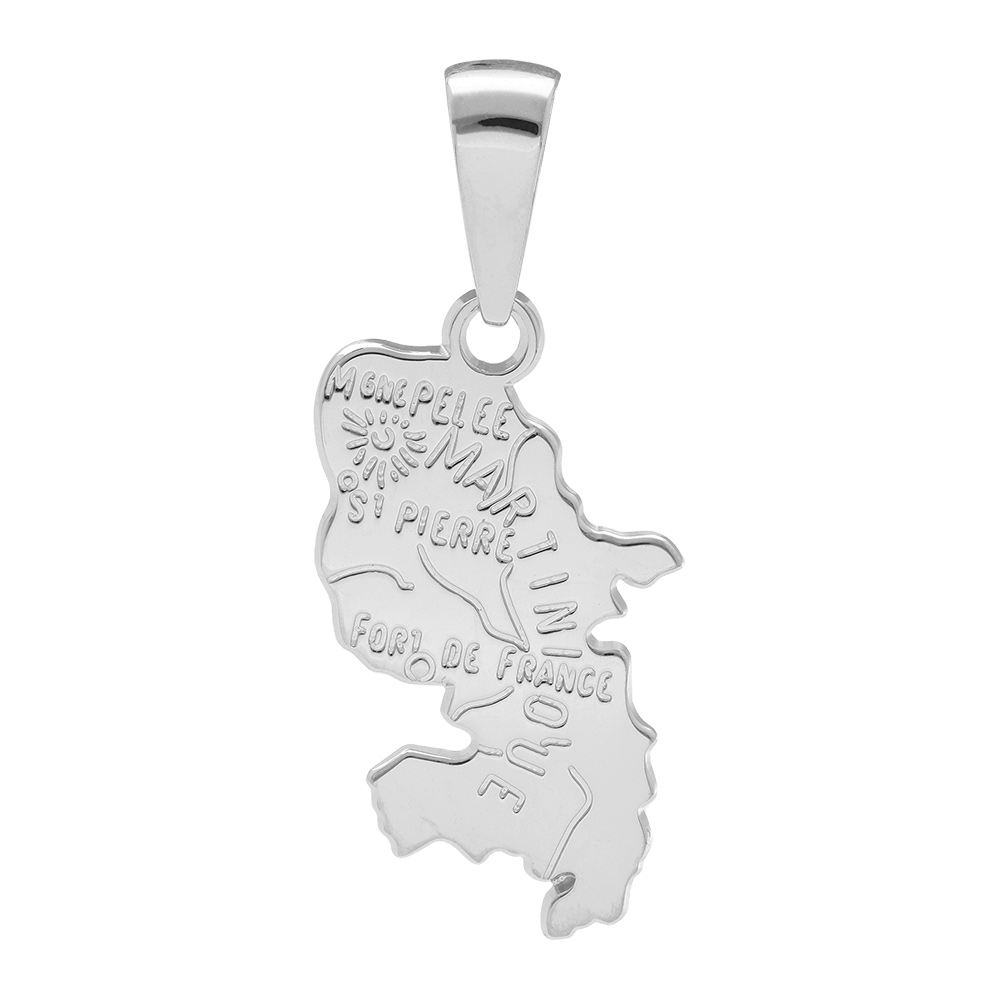 Pendentif en argent carte de la Martinique - Vue 1