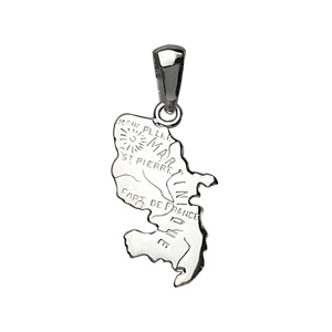 Pendentif en argent carte de la Martinique - Vue 1