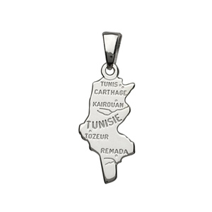 Pendentif en argent carte de la Tunisie - Vue 1