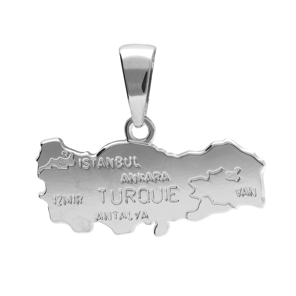 Pendentif en argent carte de la Turquie - Vue 1