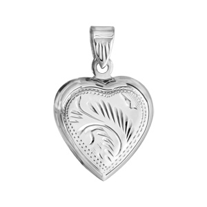 Pendentif en argent cassolette coeur ouvrag - possibilit d\'insrer 1 ou 2 photos droite et gauche - Vue 1