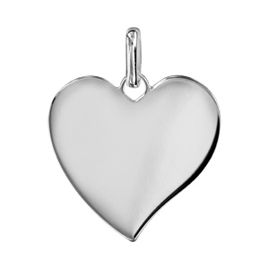 Pendentif en argent coeur moyen modle de 23mm  - plaque prestige - Vue 1