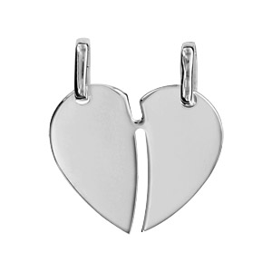 Pendentif en argent coeur  partager  graver moyen modle - Vue 1