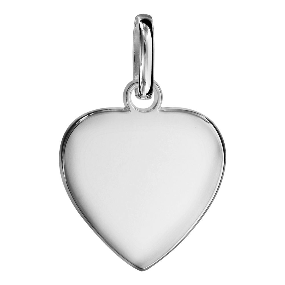 Pendentif en argent coeur simple � graver petit mod�le - plaque prestige - Vue 1