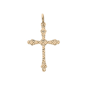 Pendentif en argent et dorure jaune croix fine avec motif diamant toile - Vue 1