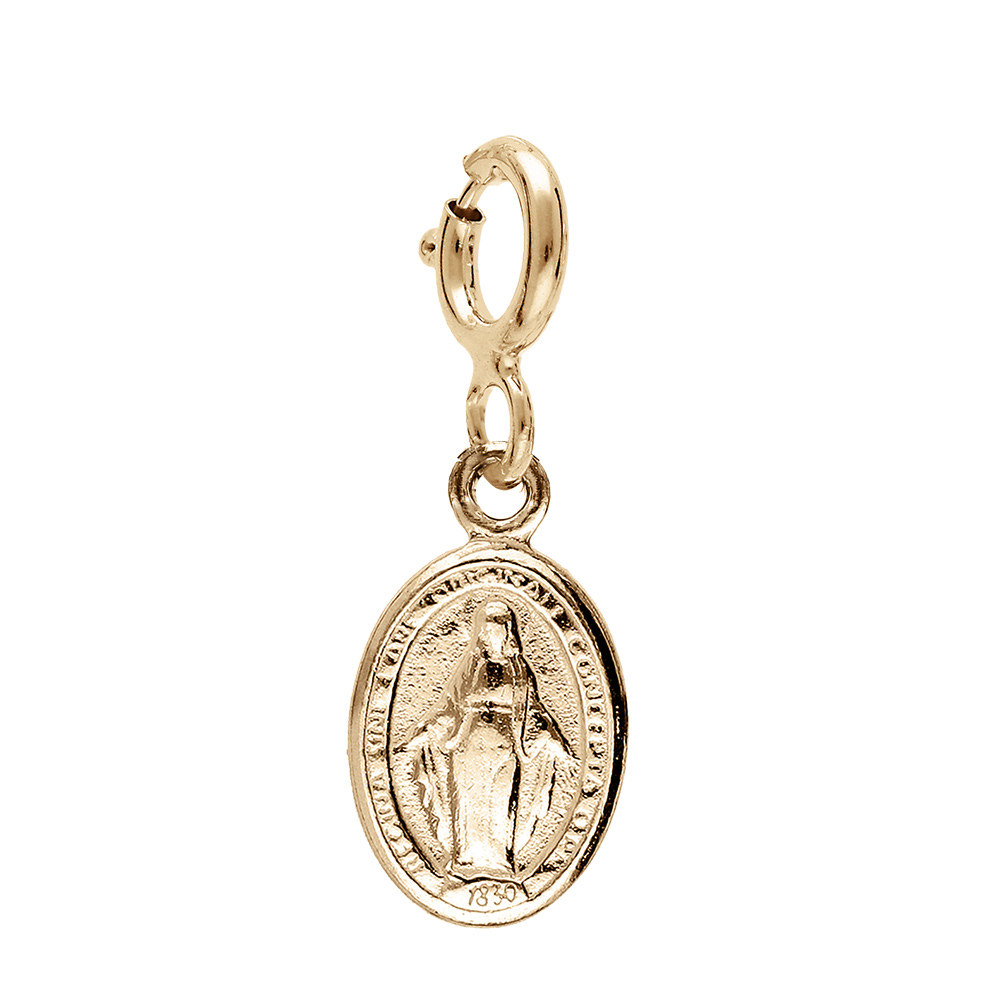Pendentif en argent et dorure jaune vierge miraculeuse avec anneau ressort - Vue 1
