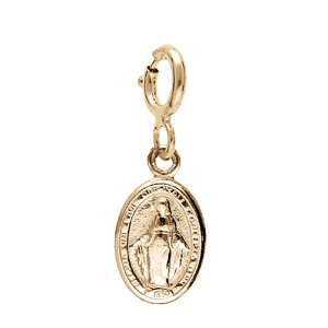 Pendentif en argent et dorure jaune vierge miraculeuse avec anneau ressort