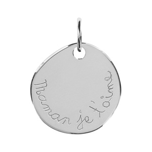 Pendentif en argent galet gravé \