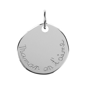 Pendentif en argent galet gravé \