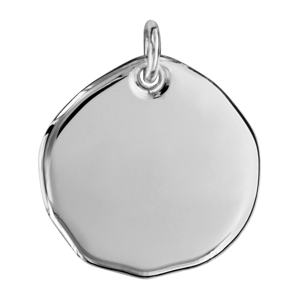 Pendentif en argent galet � graver grand mod�le - plaque prestige - Vue 1