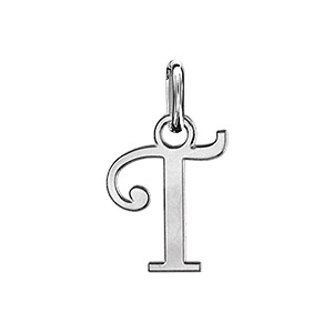 Pendentif en argent lettre T en lettrine anglaise stylise - Vue 1