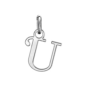 Pendentif en argent lettre U en lettrine anglaise stylise - Vue 1